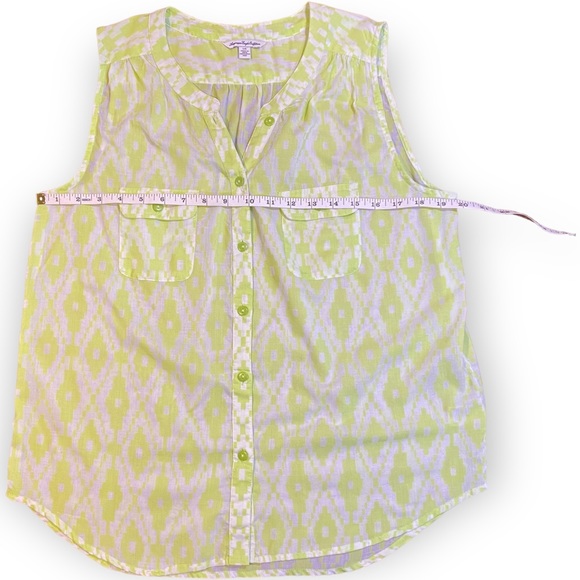 2for$30 American Eagle Neon Green White Sleeveless Button Summer Top Size Large - Picture 6 of 10